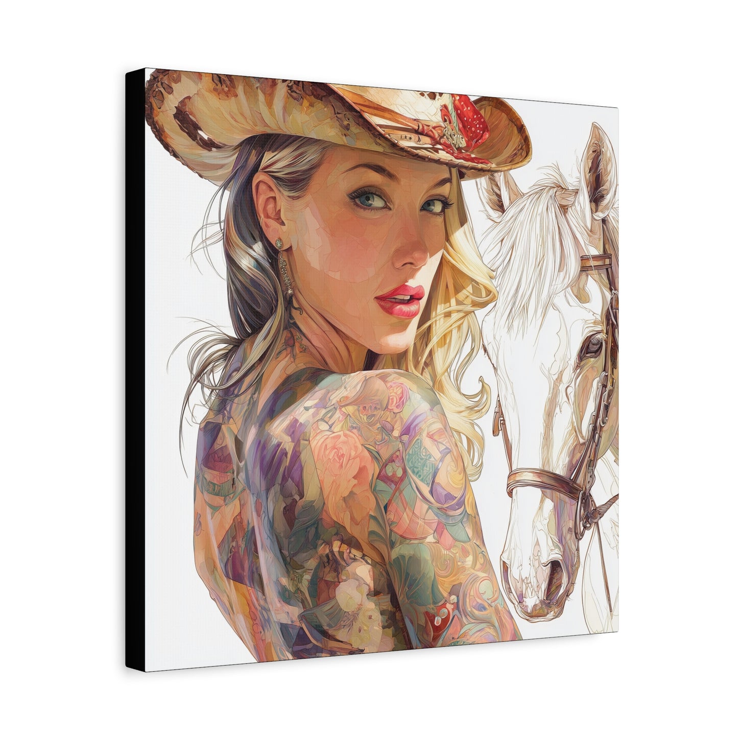 Gallery Wrapped Canvas, Wranglers and Wreckage Art Canvas, Erotic Pinup Art Canvas – Denver