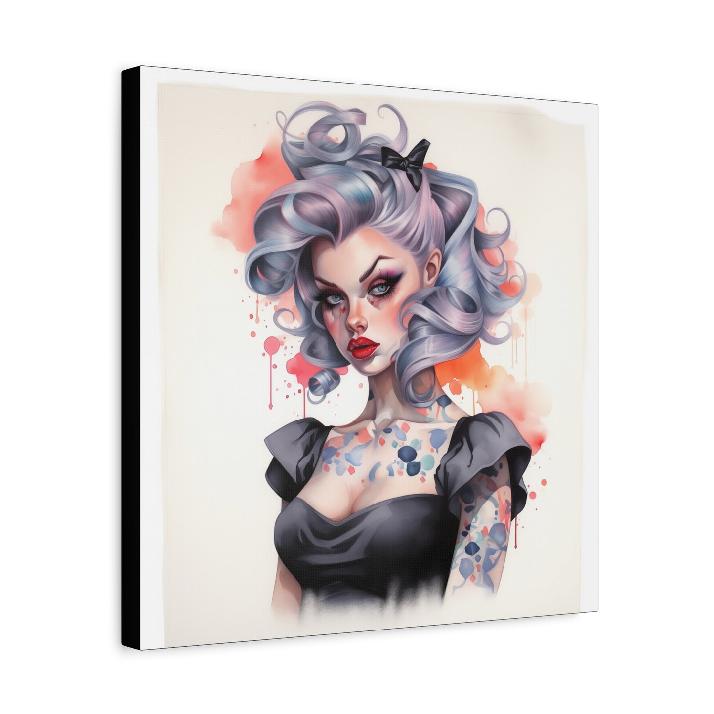 Gallery Wrapped Canvas, Edgy Tattooed Beauty, Urban Pop Art Canvas – Noelle