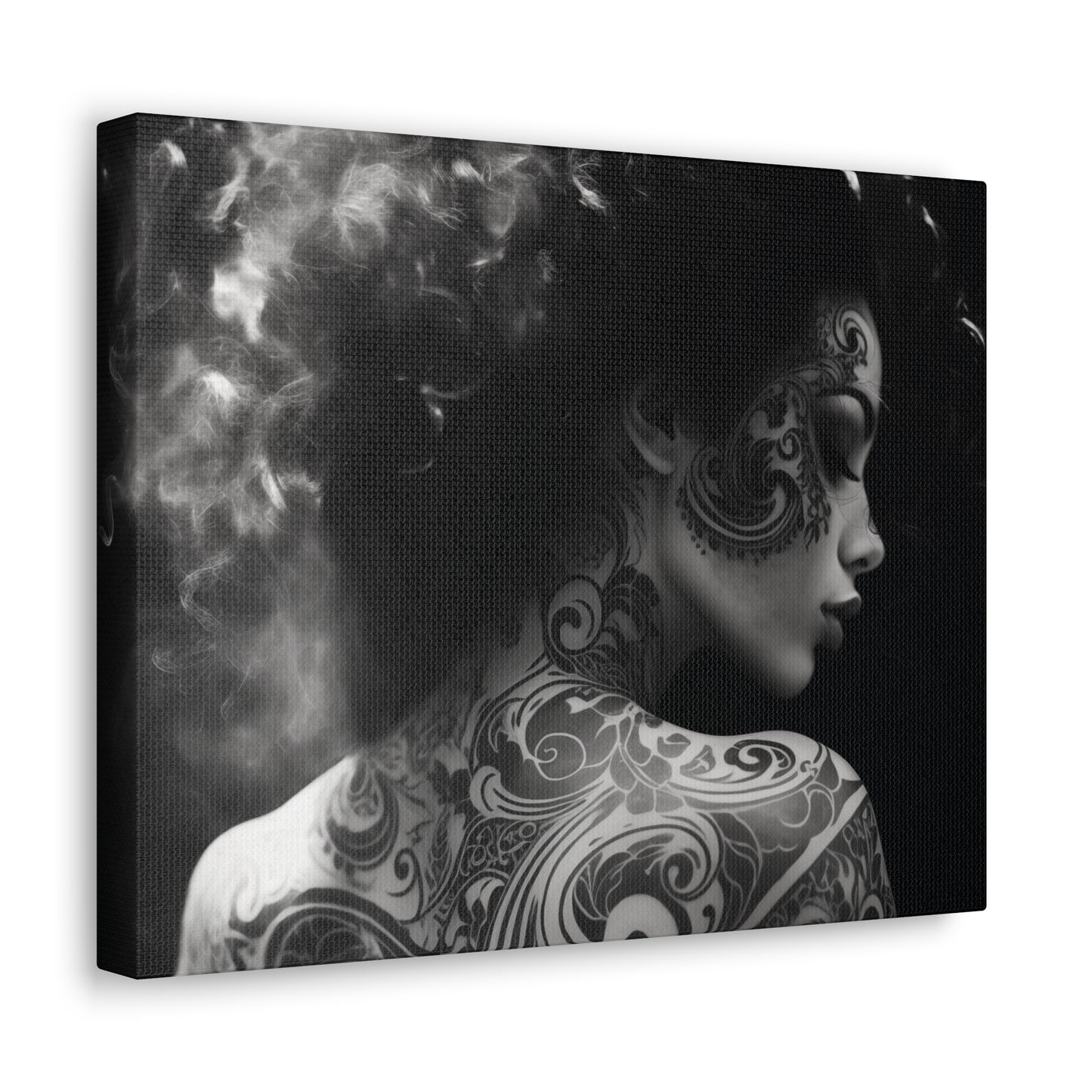 Canvas Gallery Wrap - Black and White Photography - Tattooed and Smoking Again