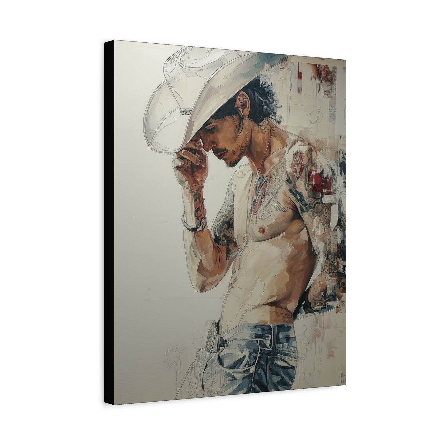 Gallery Wrapped Canvas, Wranglers and Wreckage Art Canvas, Erotic Pinup Art Canvas – Silas