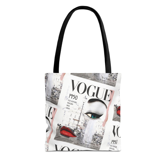 1950 Fashion Face Tote Bag, Utility Tote - VOGUE Tote - Fashion Tote