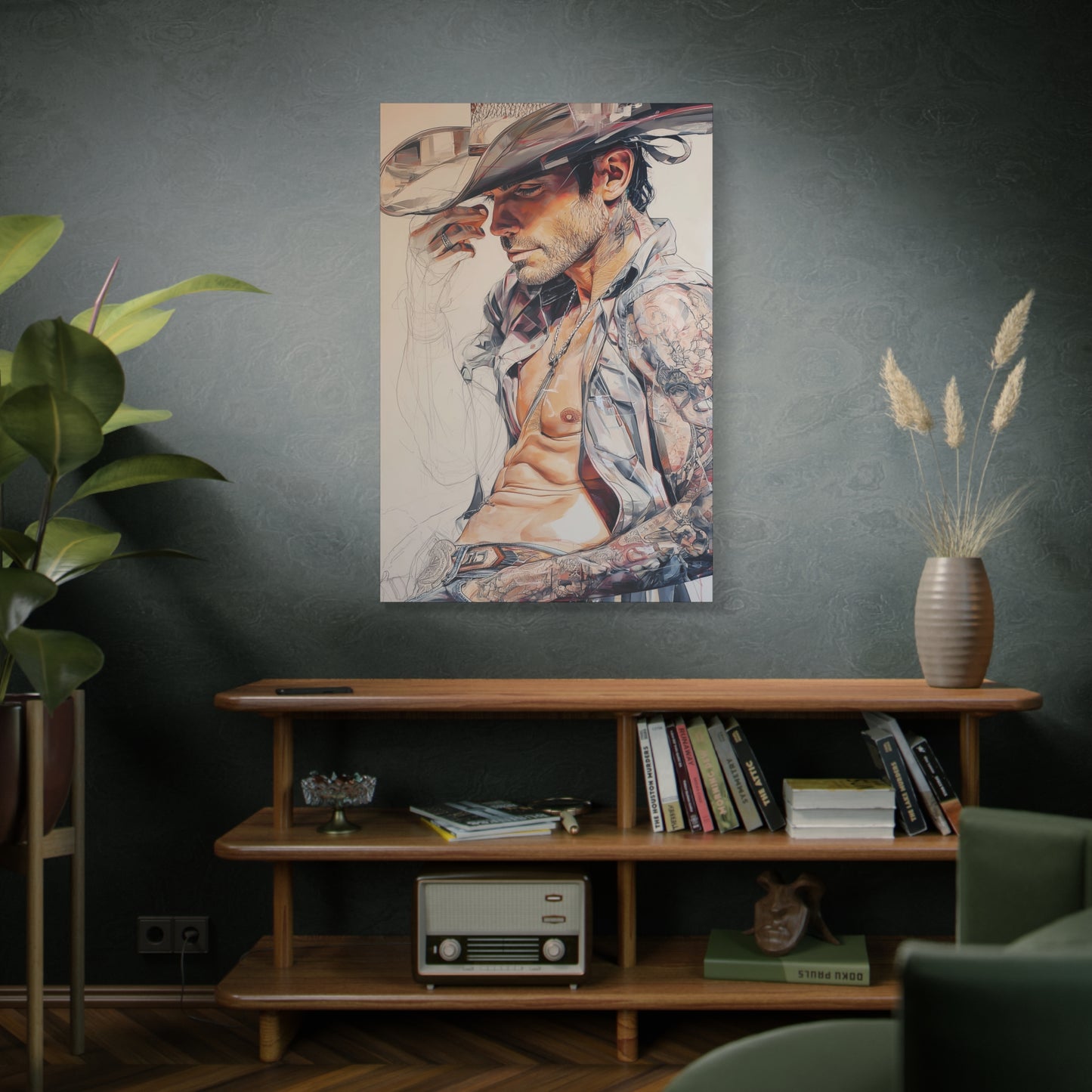 Gallery Wrapped Canvas, Wranglers and Wreckage Art Canvas, Erotic Pinup Art Canvas – Huck