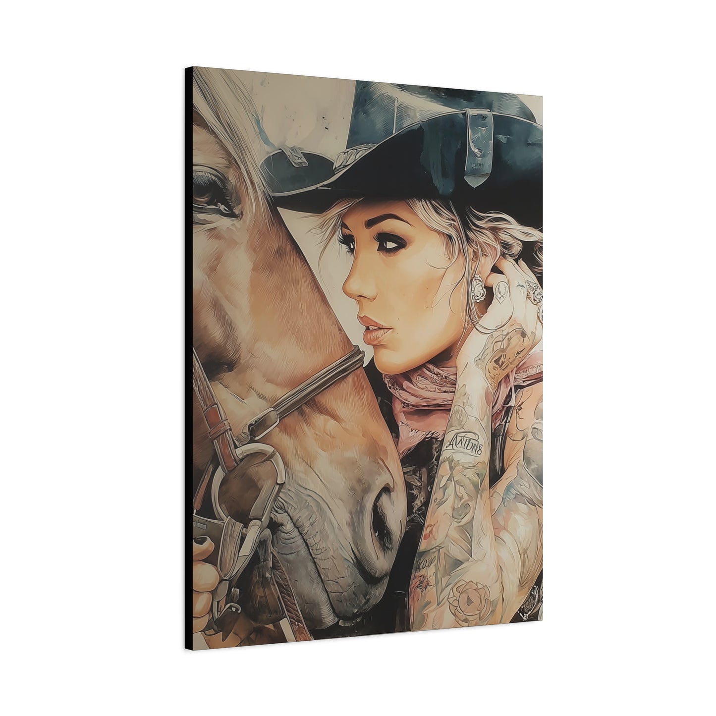 Gallery Wrapped Canvas, Wranglers and Wreckage Art Canvas, Erotic Pinup Art Canvas – Frankie