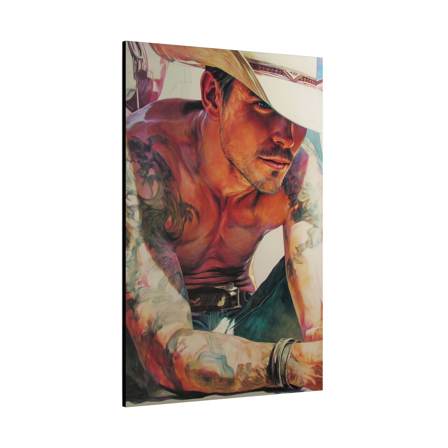 Gallery Wrapped Canvas, Wranglers and Wreckage Art Canvas, Erotic Pinup Art Canvas – Cade
