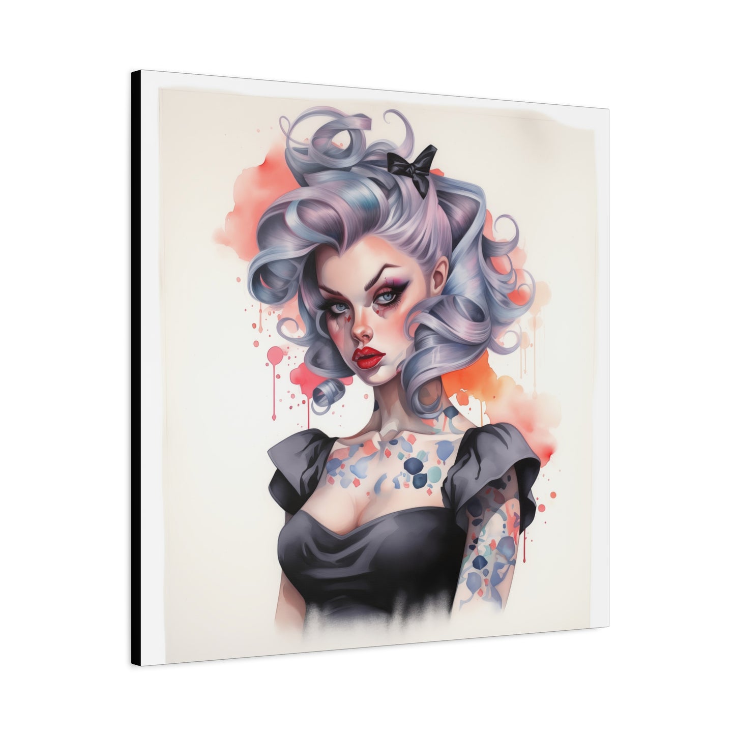 Gallery Wrapped Canvas, Edgy Tattooed Beauty, Urban Pop Art Canvas – Noelle