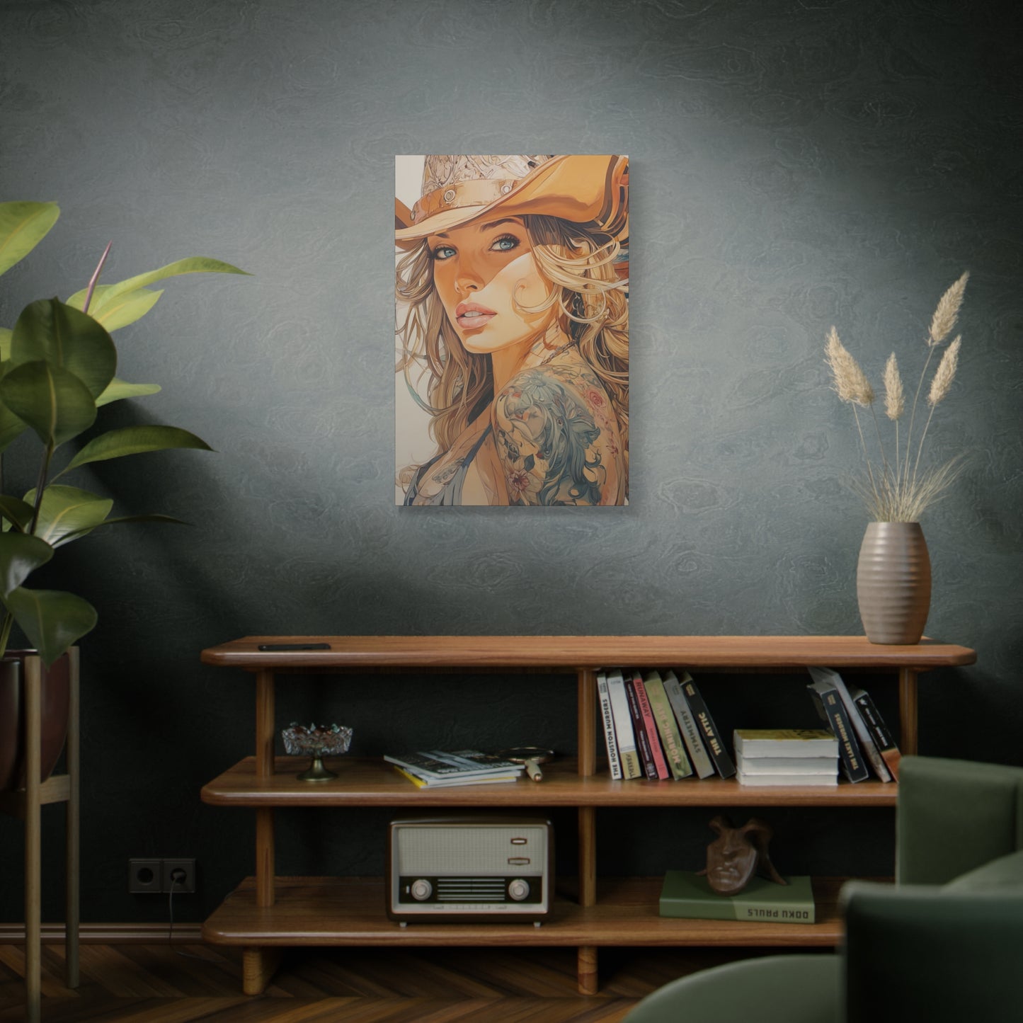 Gallery Wrapped Canvas, Wranglers and Wreckage Art Canvas, Erotic Pinup Art Canvas – Annie