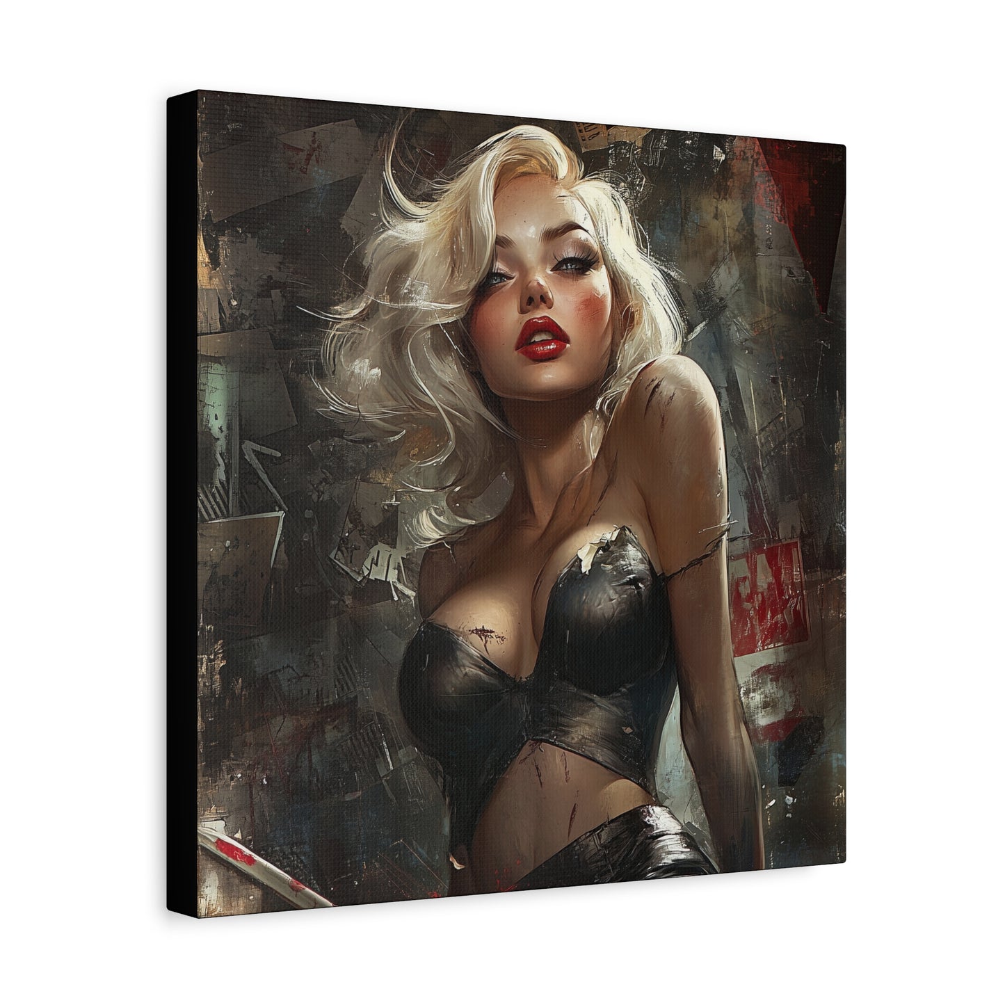 Gallery Wrapped Canvas, Guilt and Grit Adult Art Canvas, Erotic Pinup Art Canvas – Noelle