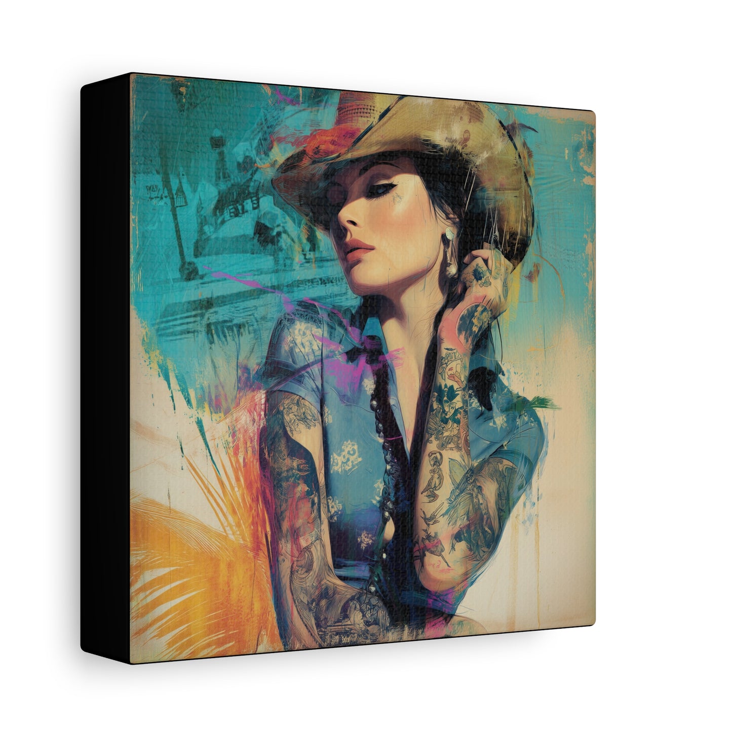 Gallery Wrapped Canvas, Wranglers and Wreckage Art Canvas, Erotic Pinup Art Canvas – Sierra