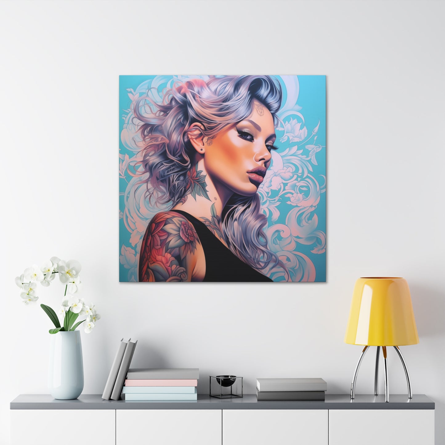 Gallery Wrapped Canvas, Edgy Tattooed Beauty, Urban Pop Art Canvas – Arabella