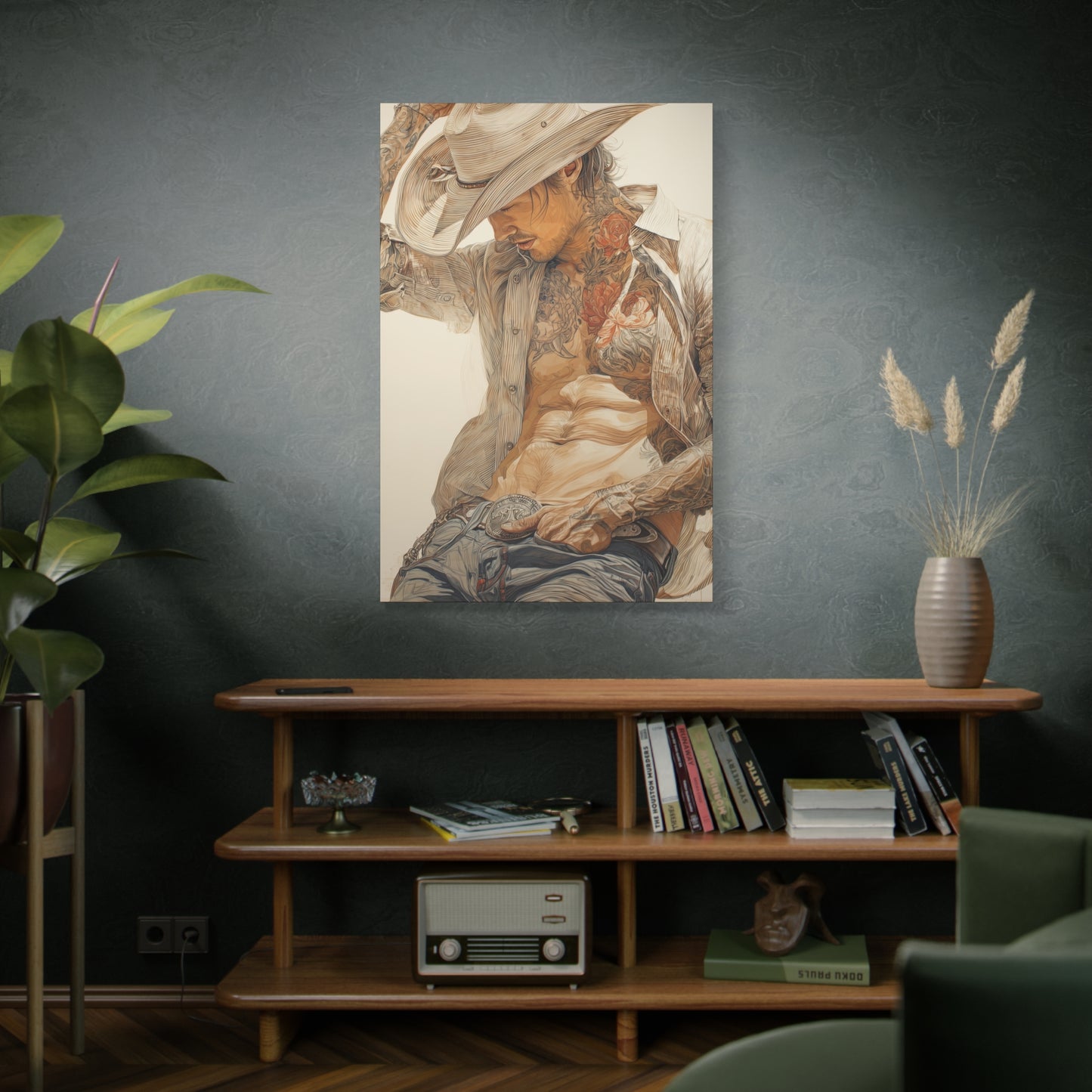 Gallery Wrapped Canvas, Wranglers and Wreckage Art Canvas, Erotic Pinup Art Canvas – Levi