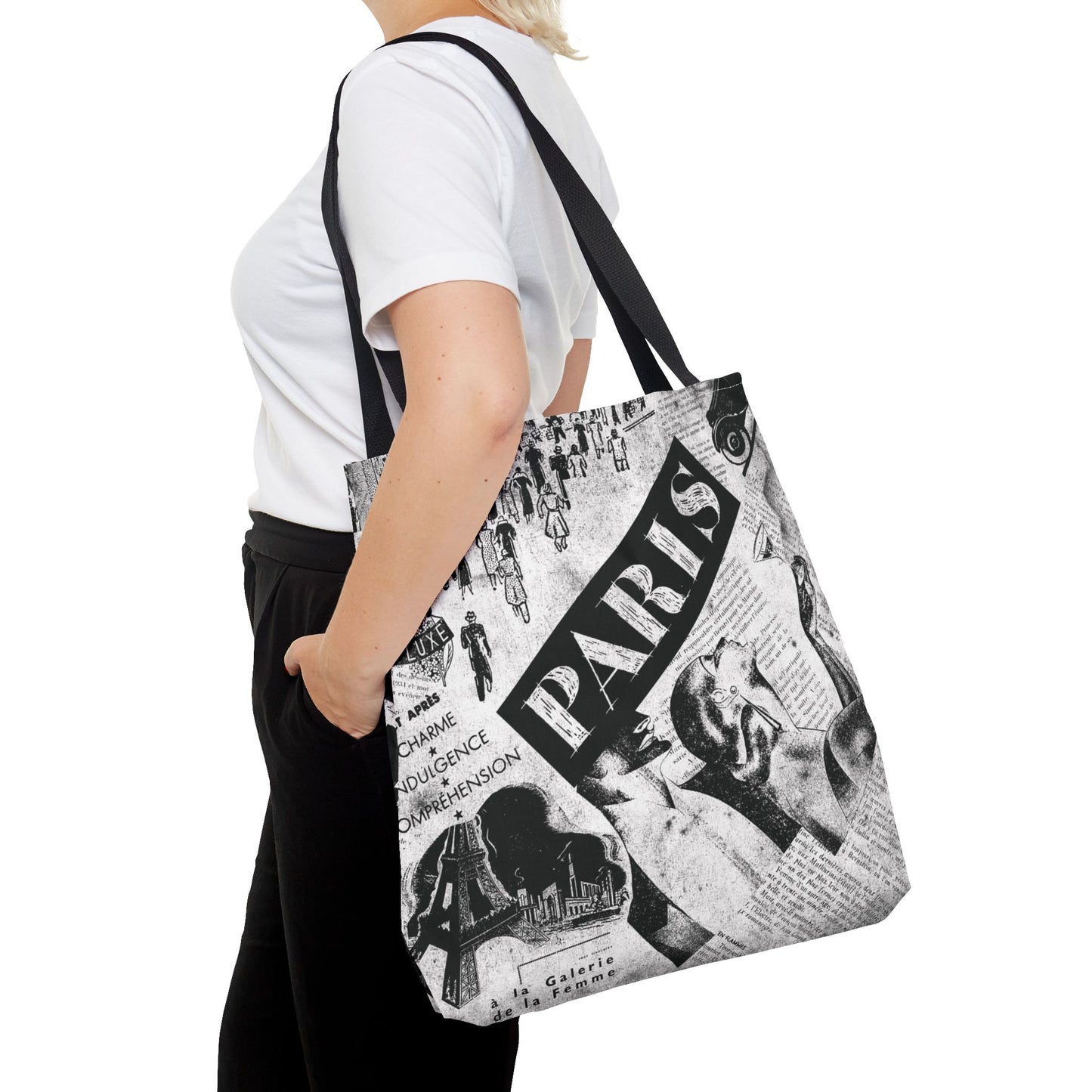 Vintage News From Paris Tote Bag, Utility Tote - Fashion Tote - Paris Fashion Bag