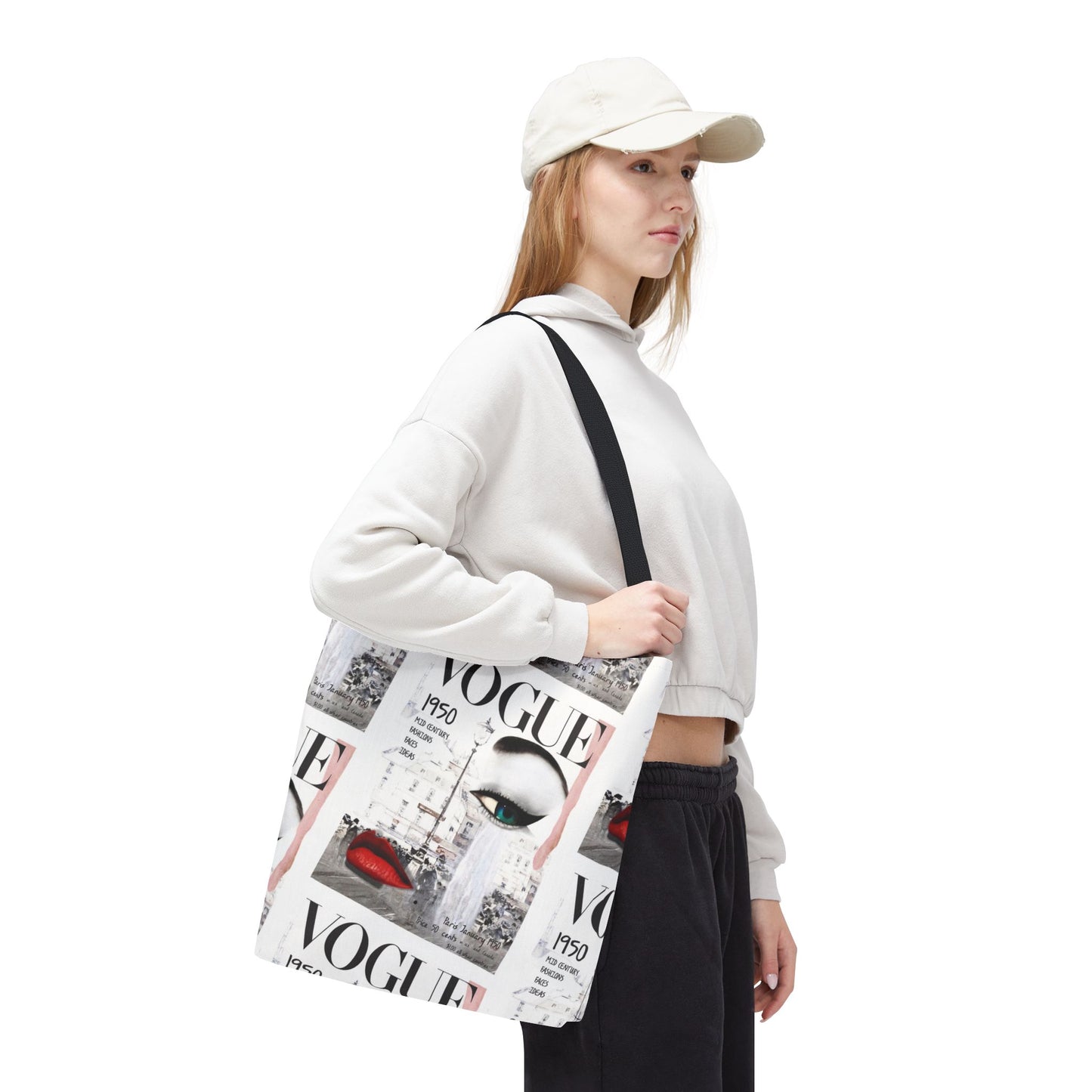 1950 Fashion Face Tote Bag, Utility Tote - VOGUE Tote - Fashion Tote