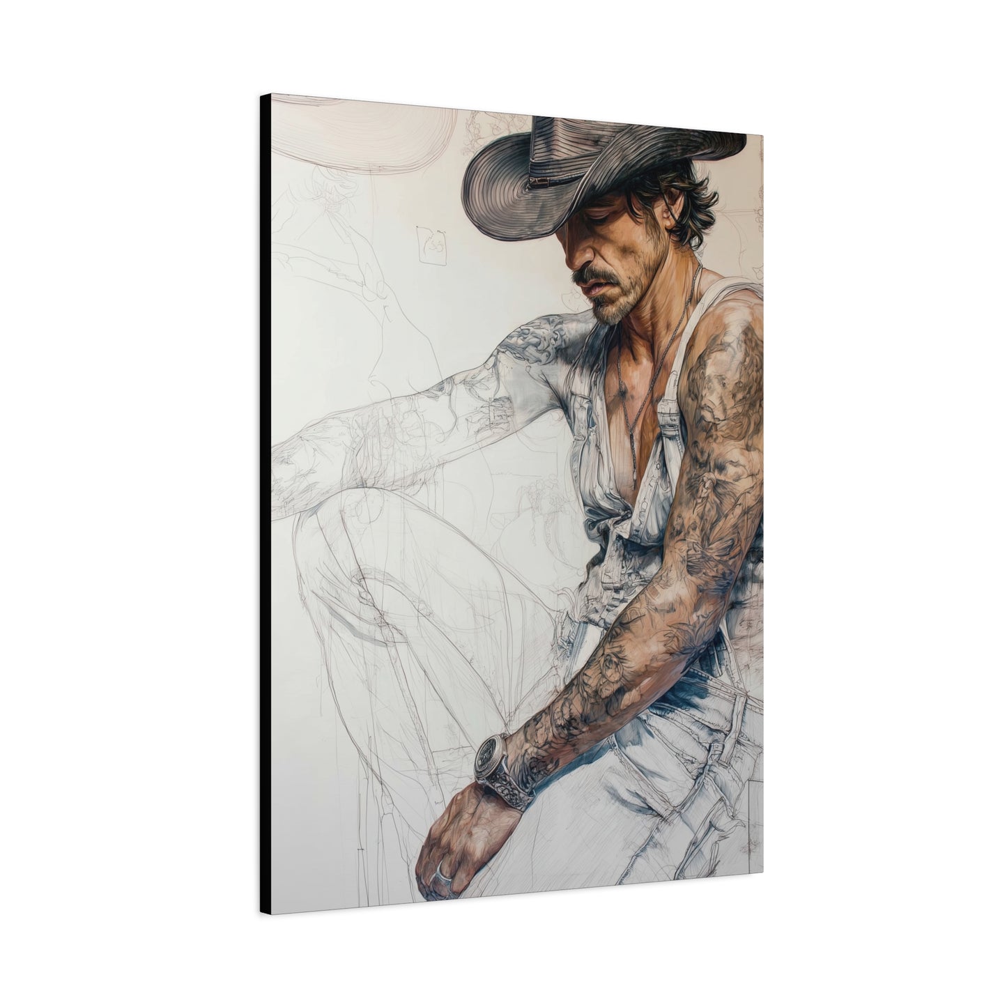 Gallery Wrapped Canvas, Wranglers and Wreckage Art Canvas, Erotic Pinup Art Canvas – Maverick