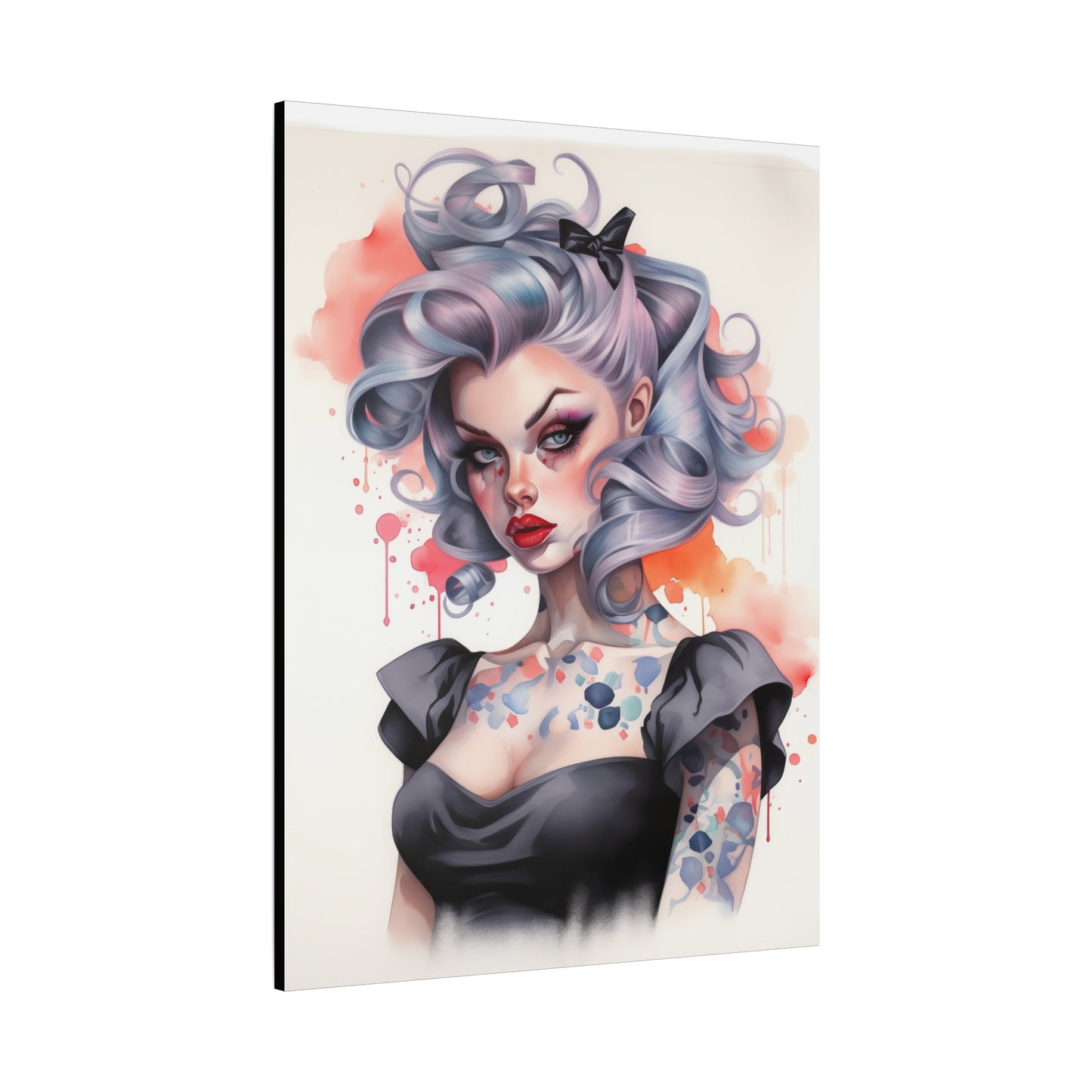 Gallery Wrapped Canvas, Edgy Tattooed Beauty, Urban Pop Art Canvas – Noelle