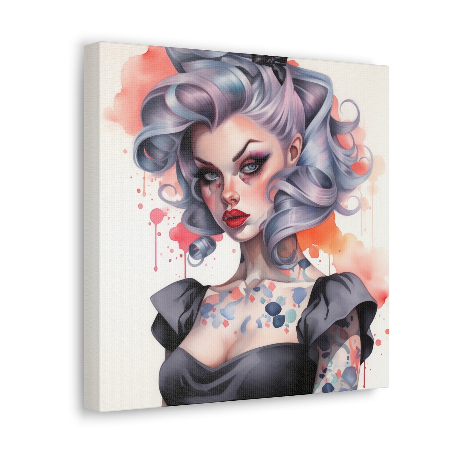 Gallery Wrapped Canvas, Edgy Tattooed Beauty, Urban Pop Art Canvas – Noelle