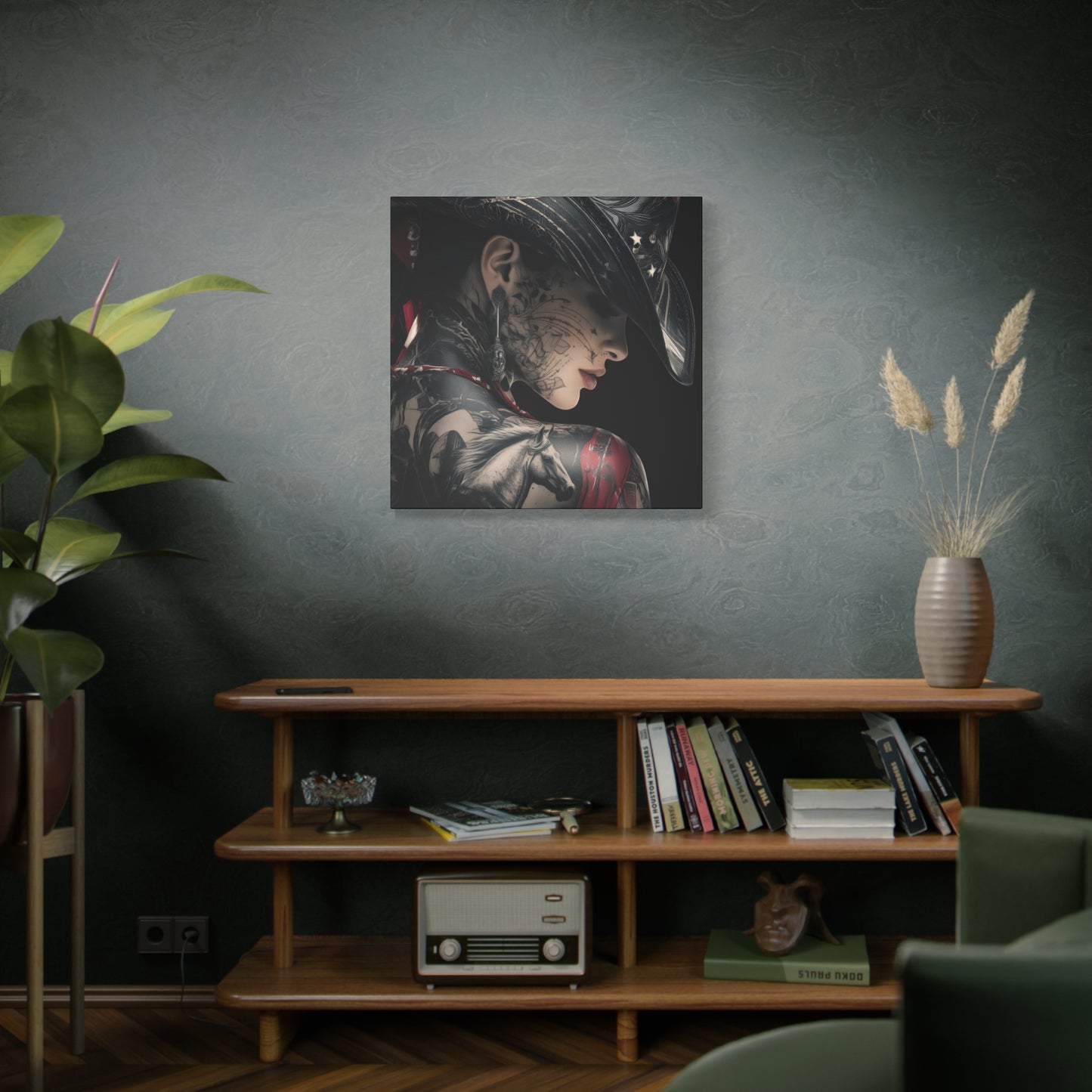 Gallery Wrapped Canvas, Wranglers and Wreckage Art Canvas, Erotic Pinup Art Canvas – Cassie