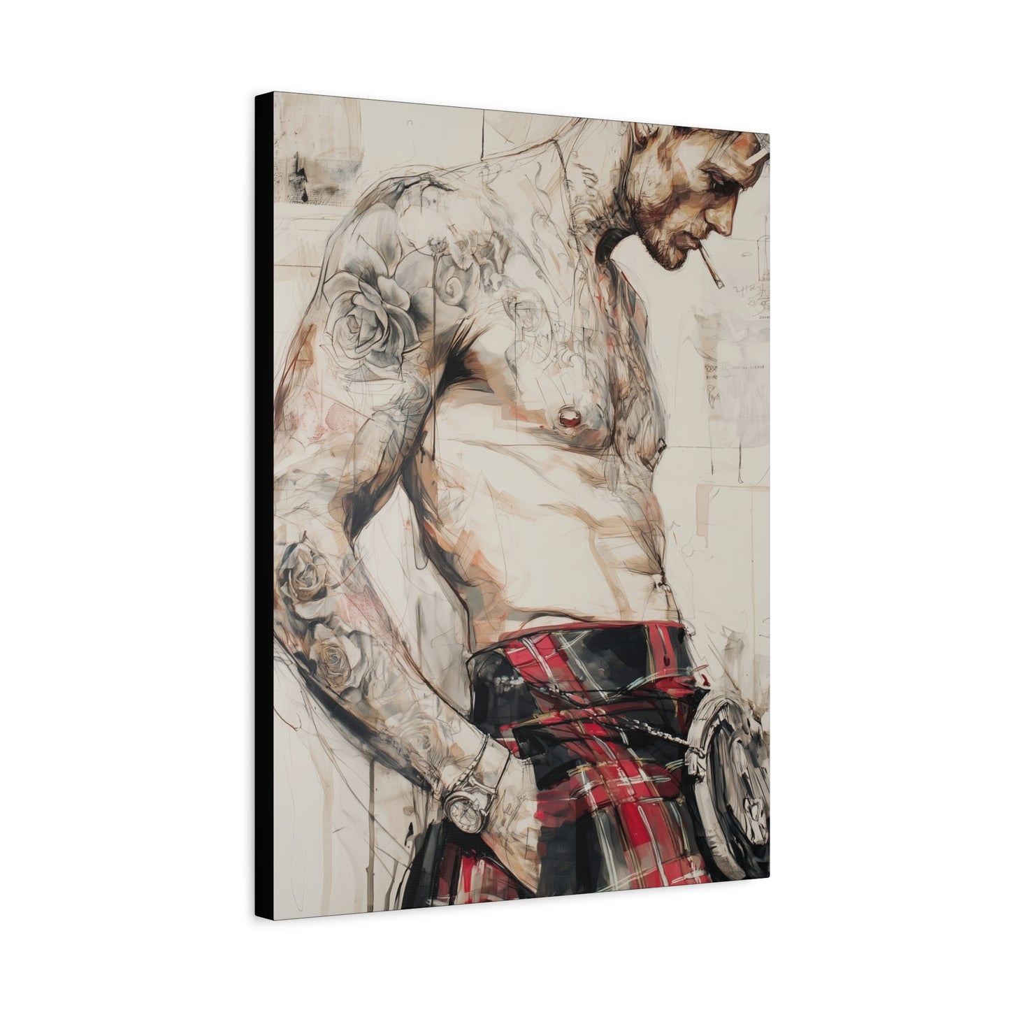Gallery Wrapped Canvas, Kilts and Carnage Art Canvas, Erotic Pinup Art Canvas – Keir