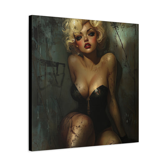 Gallery Wrapped Canvas, Guilt and Grit Adult Art Canvas, Erotic Pinup Art Canvas – Naomi