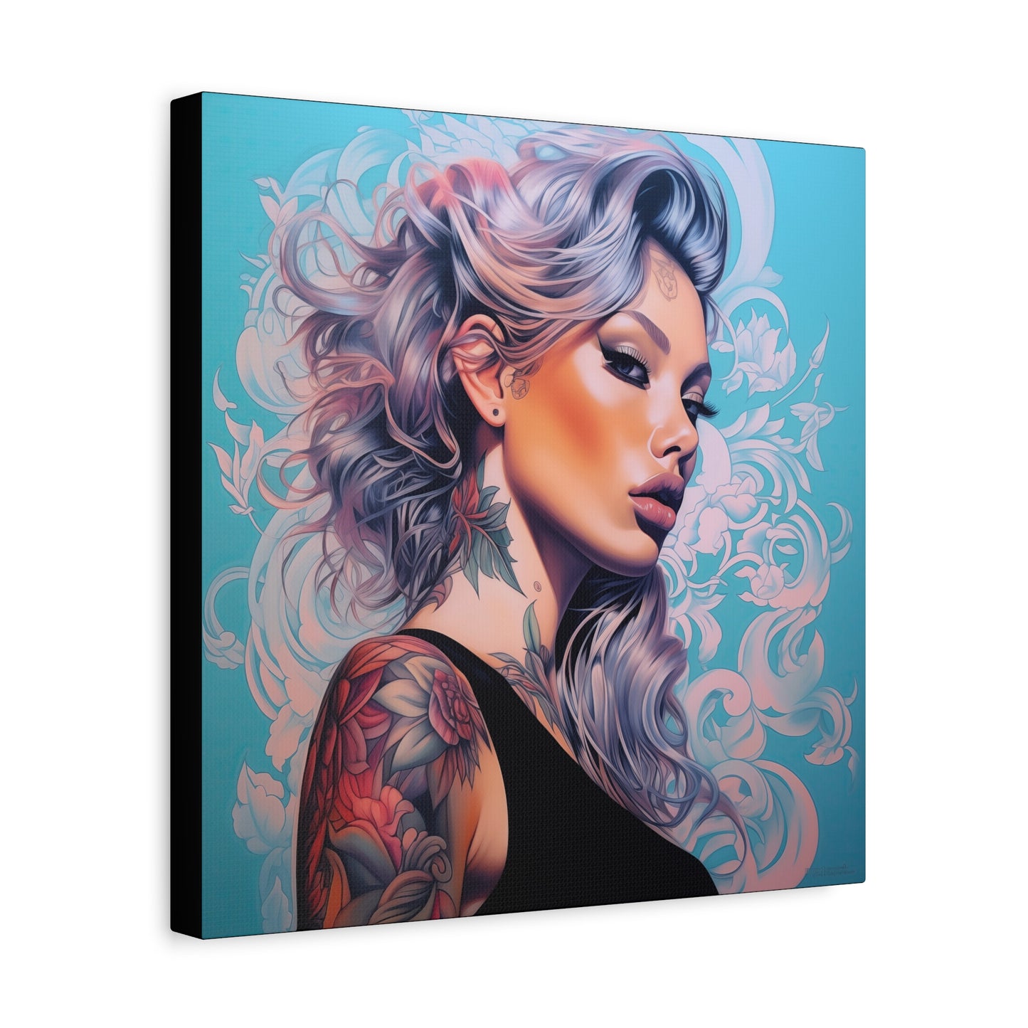 Gallery Wrapped Canvas, Edgy Tattooed Beauty, Urban Pop Art Canvas – Arabella