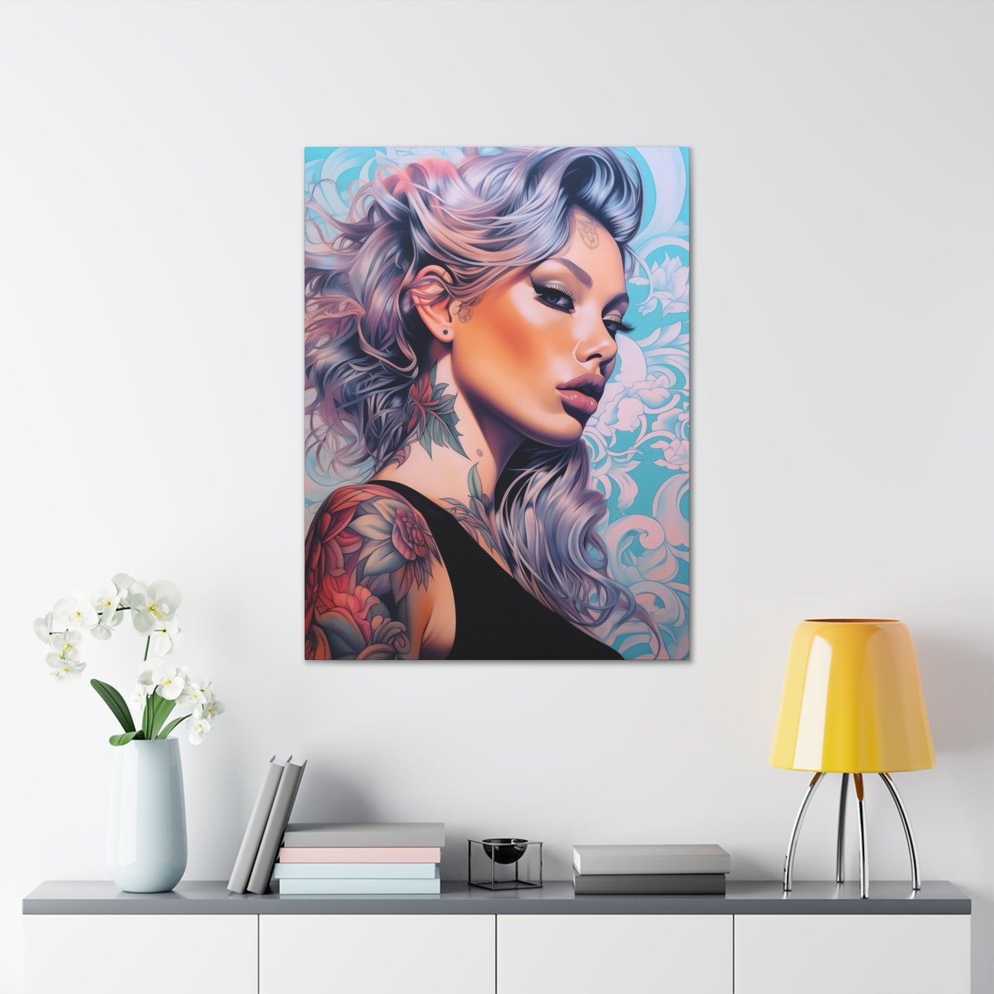 Gallery Wrapped Canvas, Edgy Tattooed Beauty, Urban Pop Art Canvas – Arabella