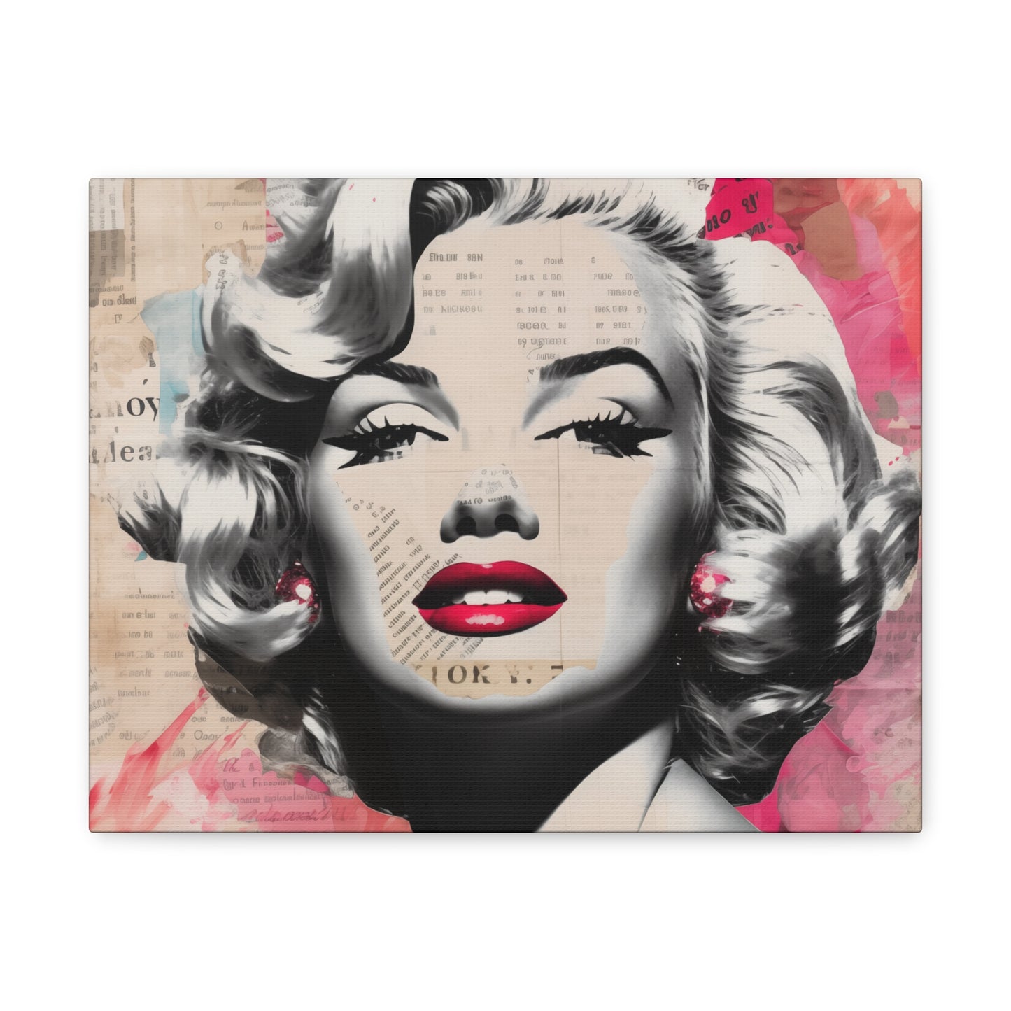 Canvas Wall Art, Gallery Wrapped Pop Art, Celebrity Wall Art – Marilyn Monroe - Newsprint