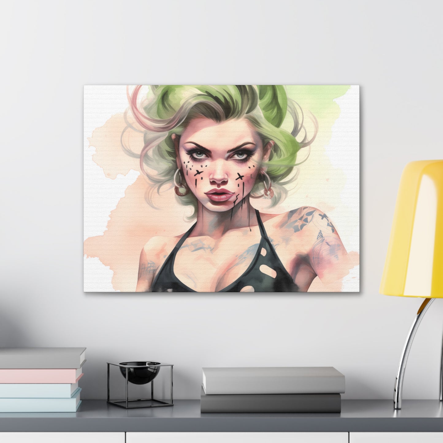 Gallery Wrapped Canvas, Edgy Tattooed Beauty, Urban Pop Art Canvas – Ivy