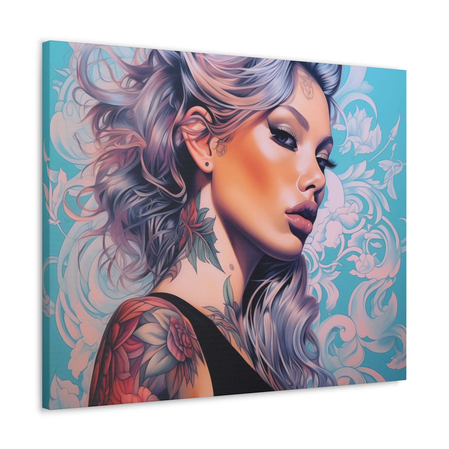Gallery Wrapped Canvas, Edgy Tattooed Beauty, Urban Pop Art Canvas – Arabella