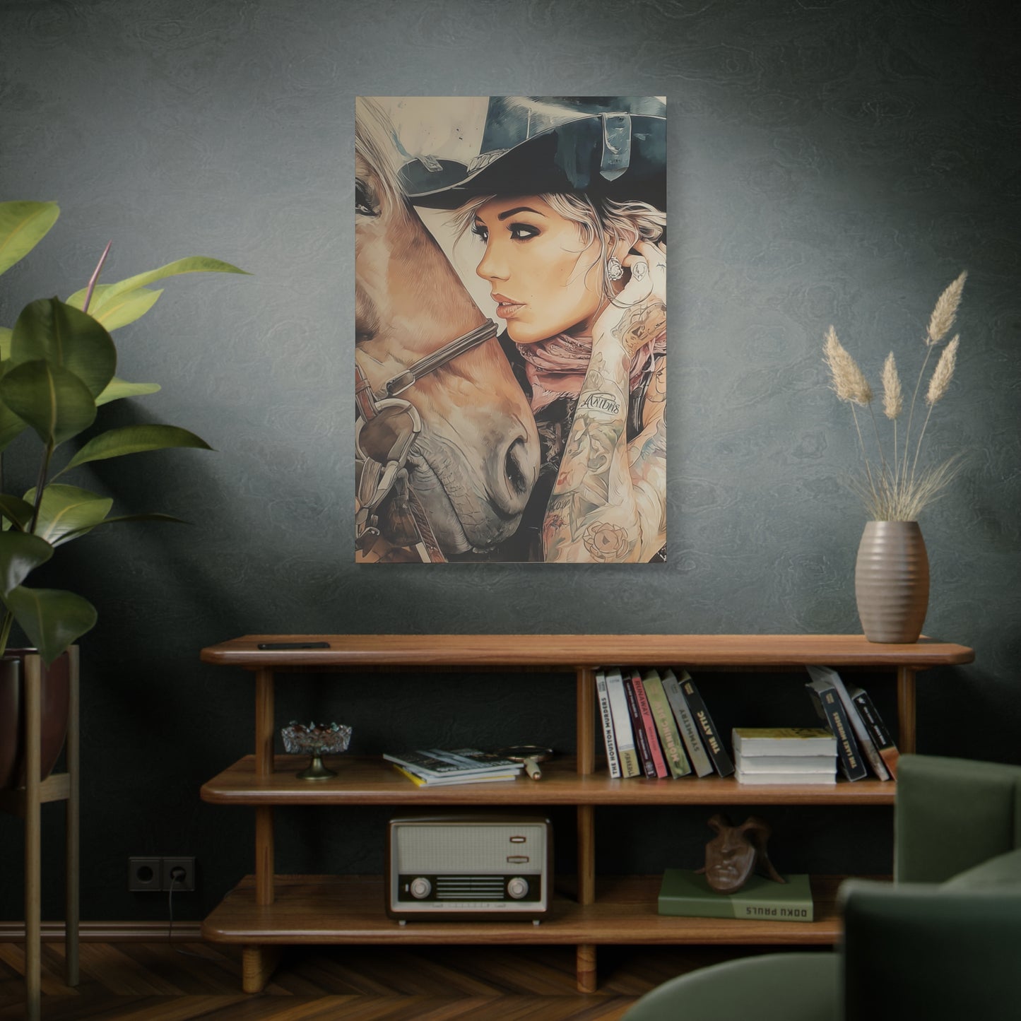 Gallery Wrapped Canvas, Wranglers and Wreckage Art Canvas, Erotic Pinup Art Canvas – Frankie