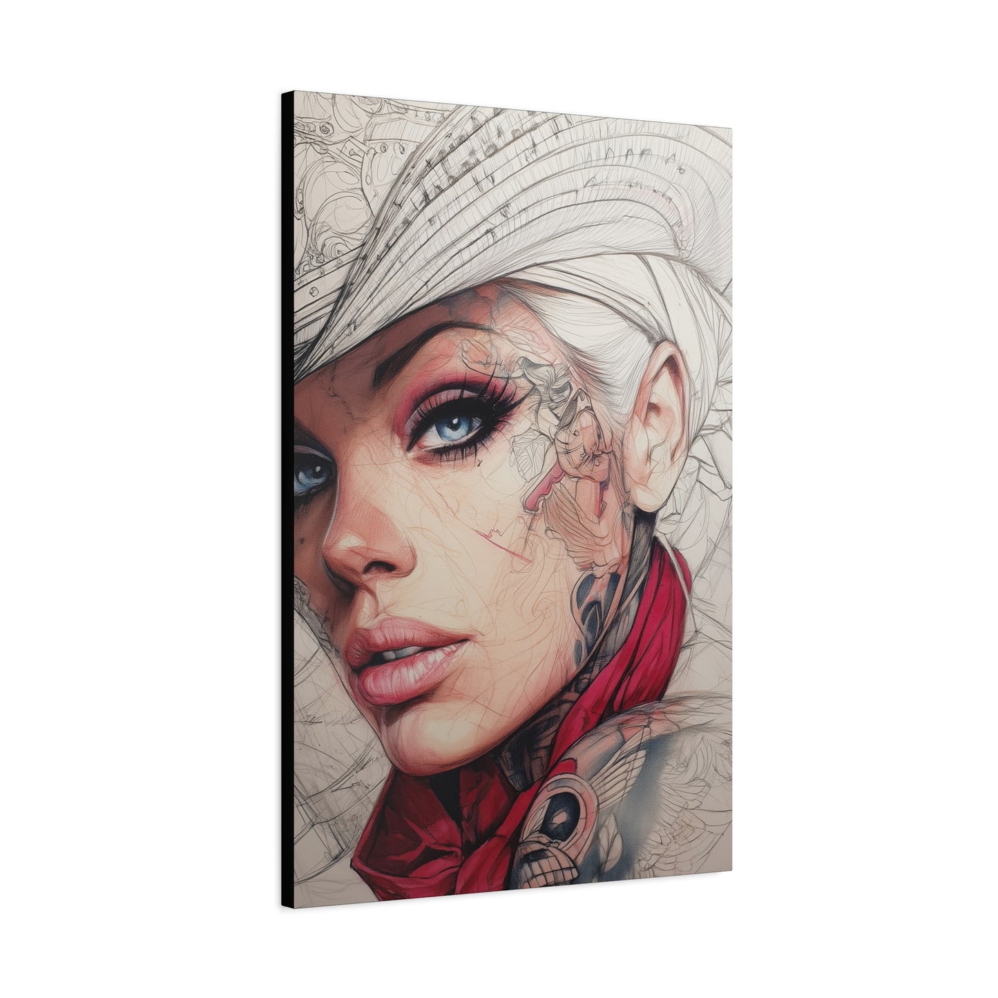 Gallery Wrapped Canvas, Wranglers and Wreckage Art Canvas, Erotic Pinup Art Canvas – Pearl