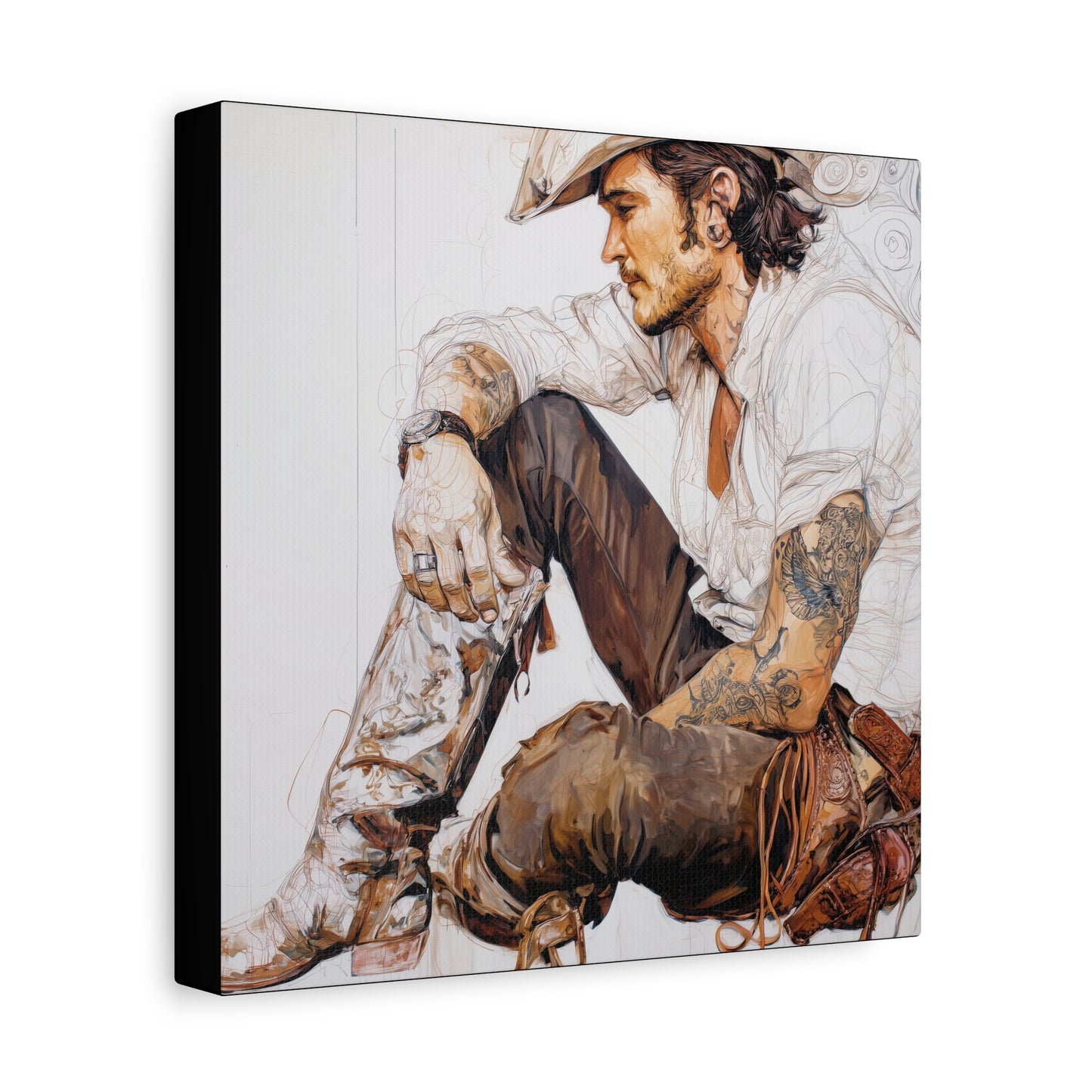 Gallery Wrapped Canvas, Wranglers and Wreckage Art Canvas, Erotic Pinup Art Canvas – Boone