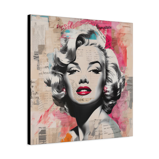 Canvas Wall Art, Gallery Wrapped Pop Art, Celebrity Wall Art – Marilyn Monroe - Newsprint
