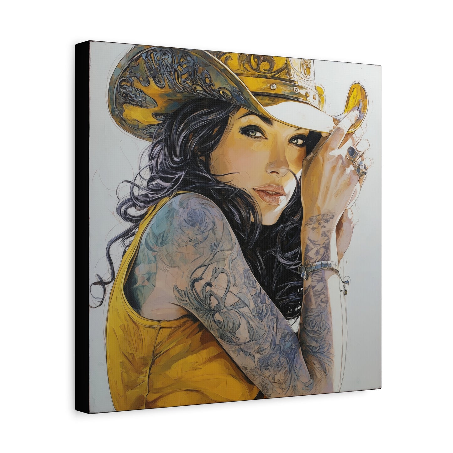 Gallery Wrapped Canvas, Wranglers and Wreckage Art Canvas, Erotic Pinup Art Canvas – Delilah