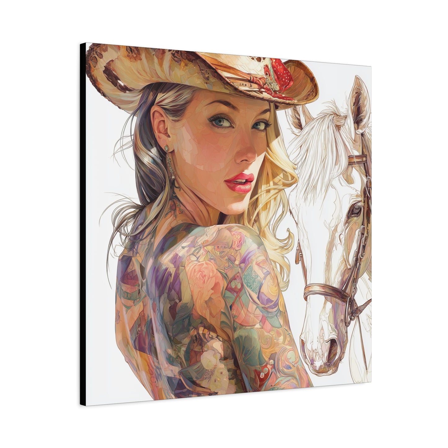 Gallery Wrapped Canvas, Wranglers and Wreckage Art Canvas, Erotic Pinup Art Canvas – Denver