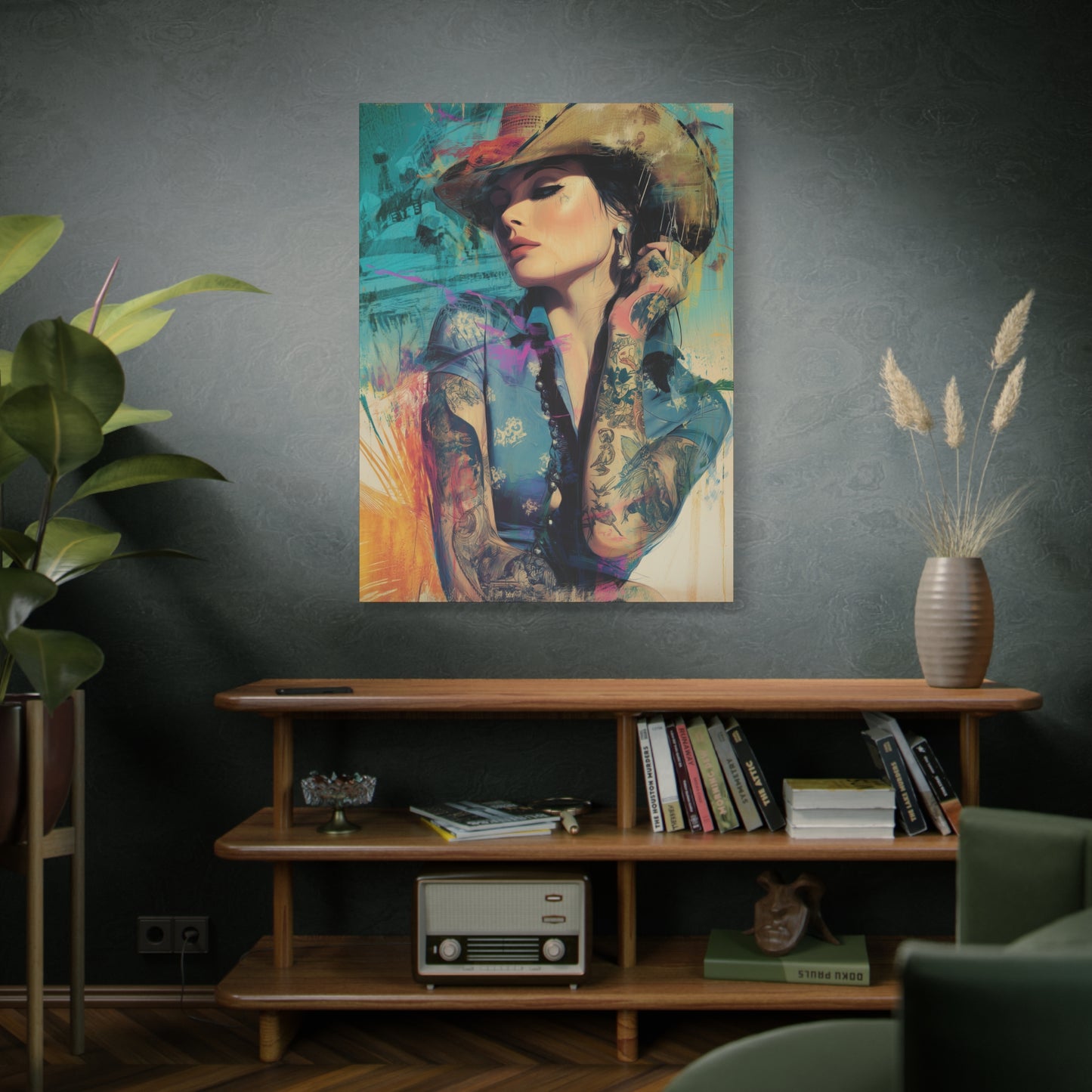 Gallery Wrapped Canvas, Wranglers and Wreckage Art Canvas, Erotic Pinup Art Canvas – Sierra
