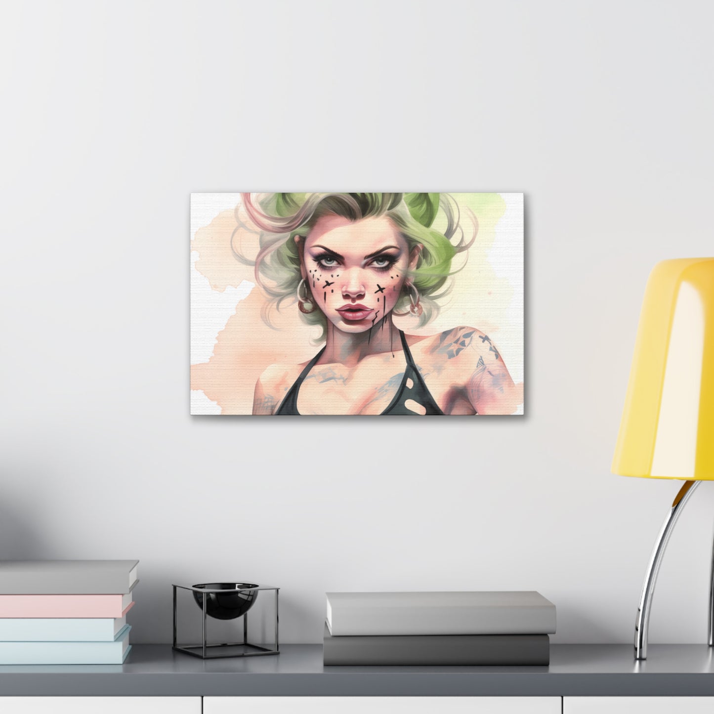 Gallery Wrapped Canvas, Edgy Tattooed Beauty, Urban Pop Art Canvas – Ivy