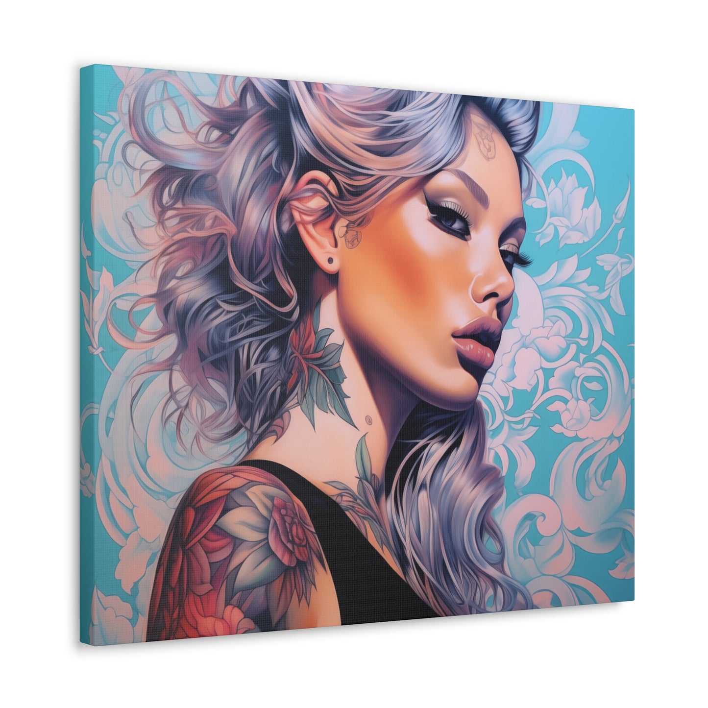 Gallery Wrapped Canvas, Edgy Tattooed Beauty, Urban Pop Art Canvas – Arabella