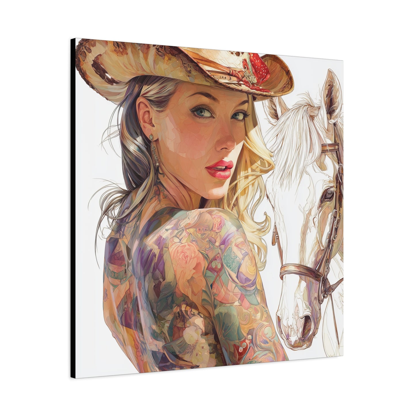 Gallery Wrapped Canvas, Wranglers and Wreckage Art Canvas, Erotic Pinup Art Canvas – Denver