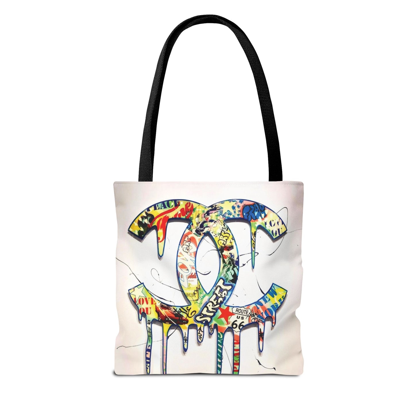 Designer Inspired Tote Bag, Utility Tote - Logo Graffiti Art  Tote