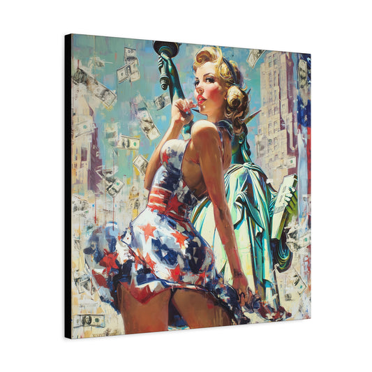 Gallery Wrapped Canvas, American Nonsense Art Canvas, Political Pinup Art Canvas – Bonnie