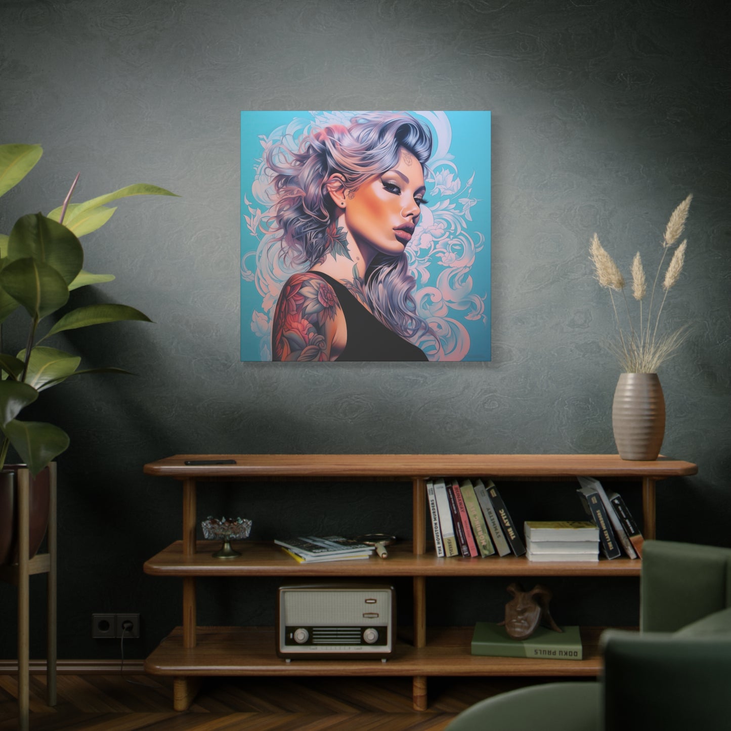Gallery Wrapped Canvas, Edgy Tattooed Beauty, Urban Pop Art Canvas – Arabella