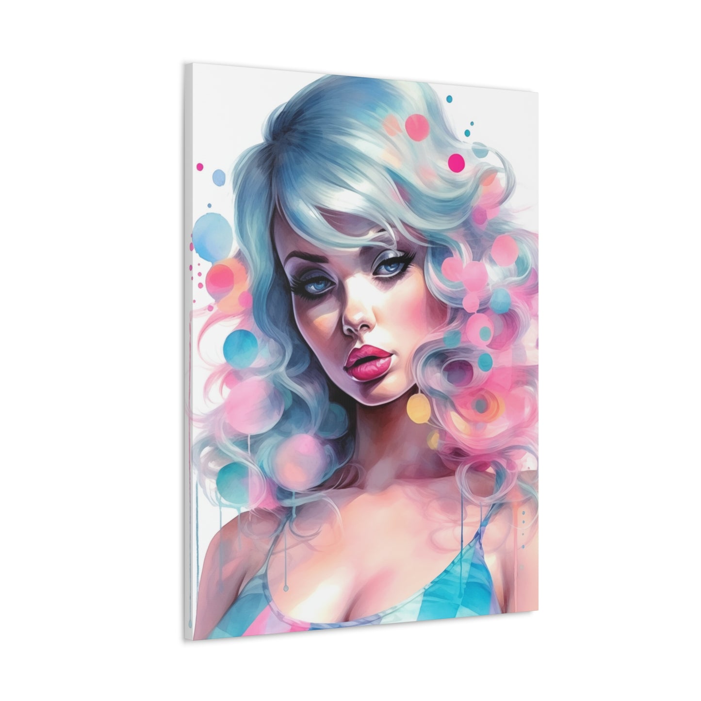 Canvas Gallery Wrapped High-Fashion Wall Art, Stylish Decor, Retro Femme Doll Pop Art – Sylvie