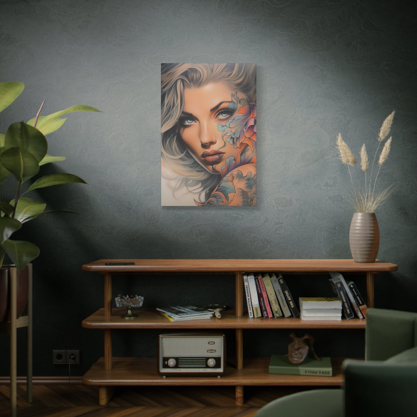 Gallery Wrapped Canvas, Edgy Tattooed Beauty, Urban Pop Art Canvas – Bella