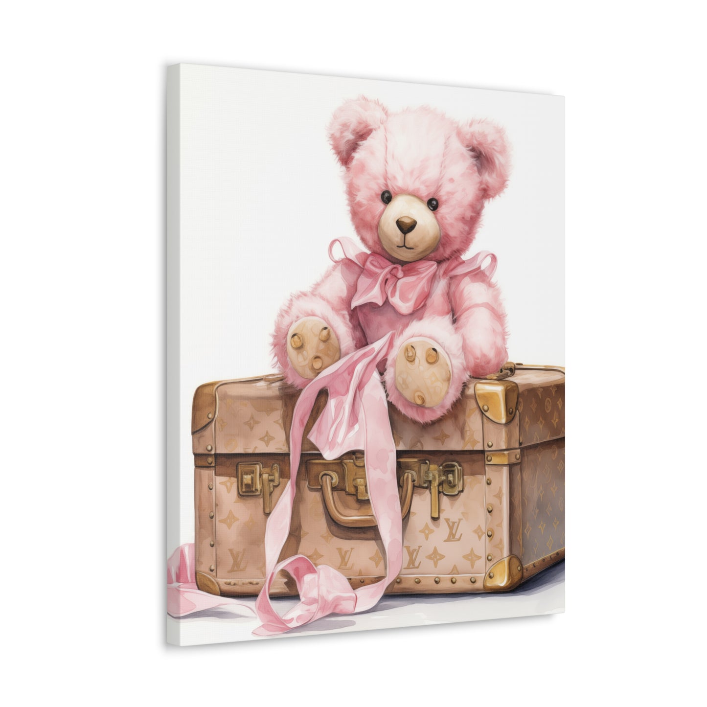 Canvas Gallery Wrap - LV Bear Wall Art - Gold Buttons