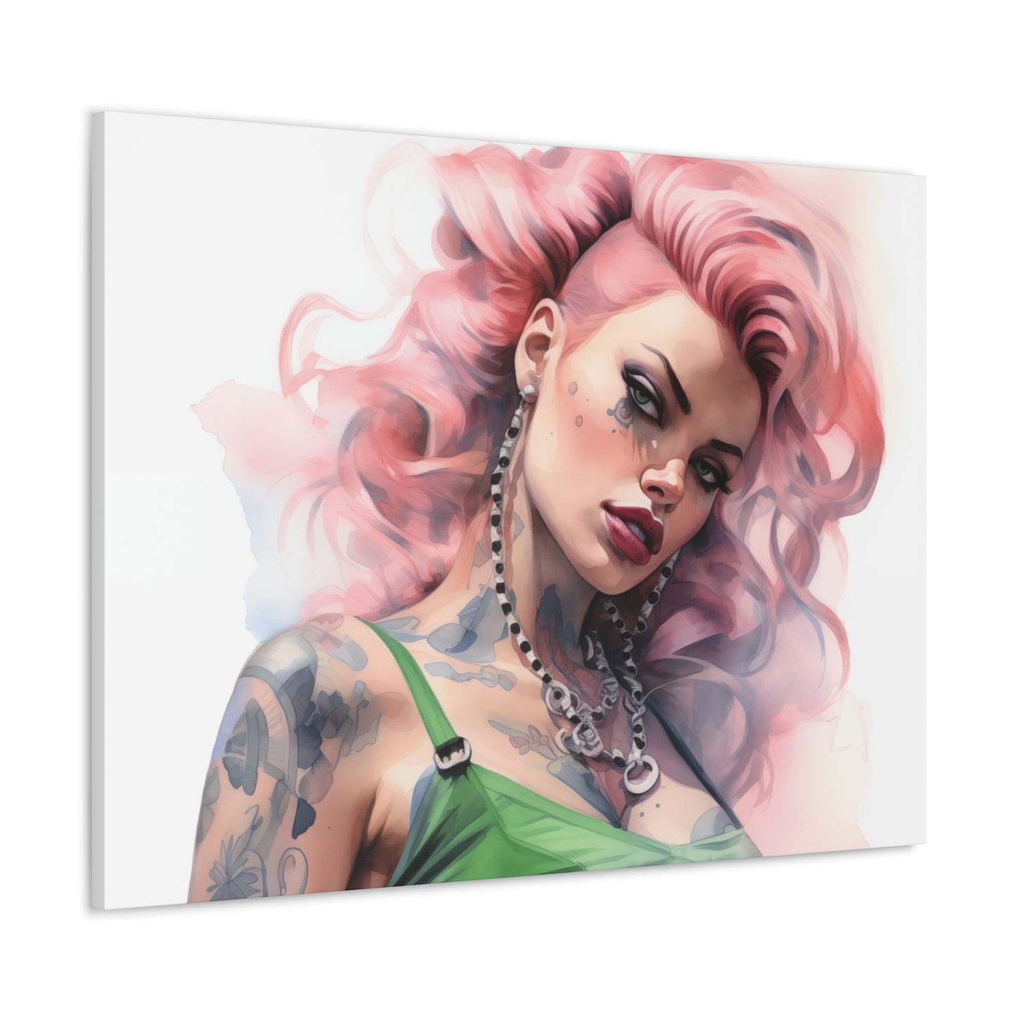 Gallery Wrapped Canvas, Edgy Tattooed Beauty, Urban Pop Art Canvas – Colette