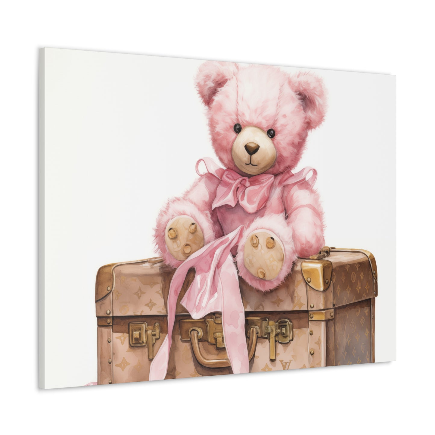 Canvas Gallery Wrap - LV Bear Wall Art - Gold Buttons