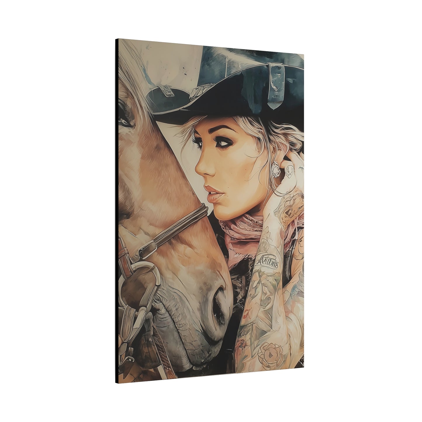 Gallery Wrapped Canvas, Wranglers and Wreckage Art Canvas, Erotic Pinup Art Canvas – Frankie