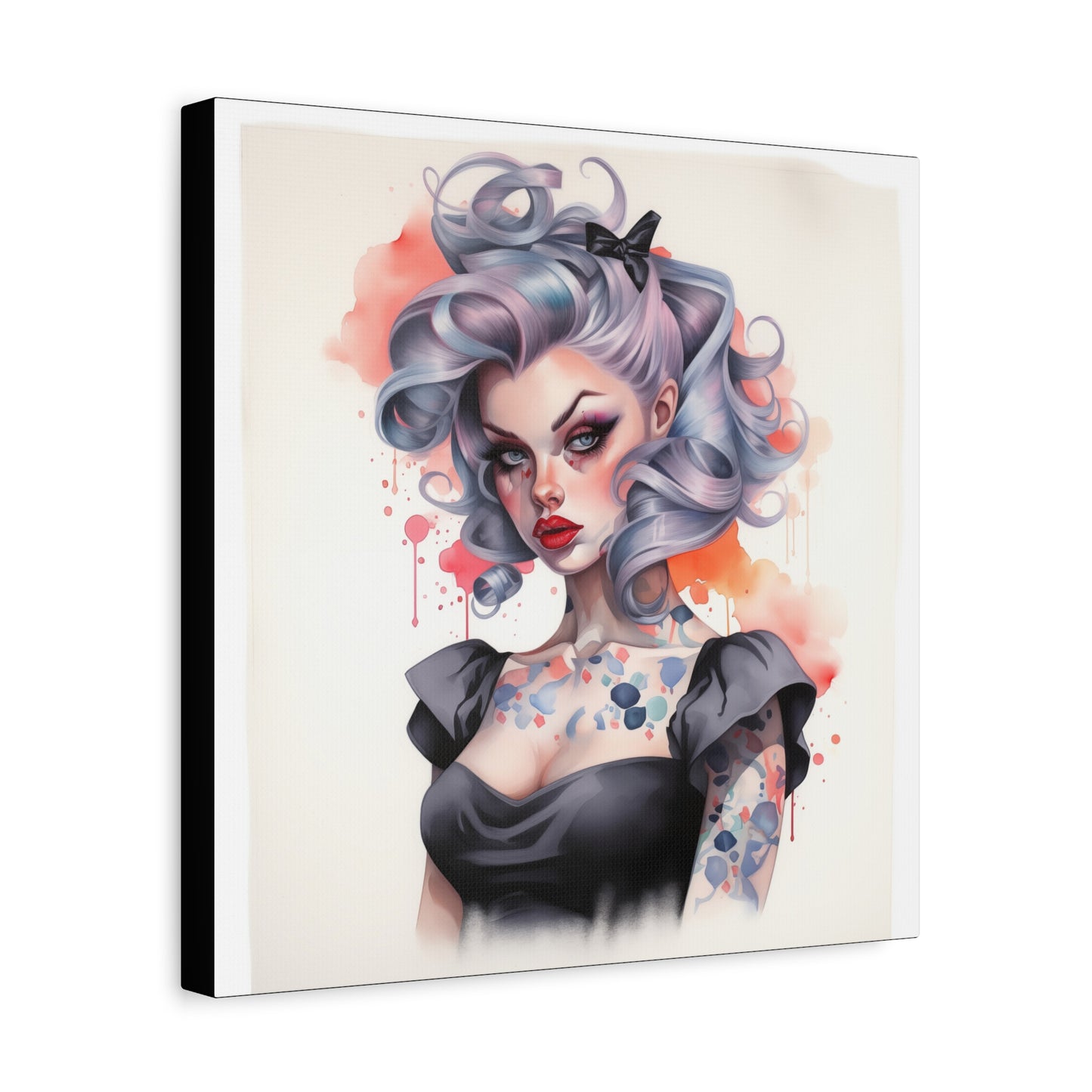Gallery Wrapped Canvas, Edgy Tattooed Beauty, Urban Pop Art Canvas – Noelle
