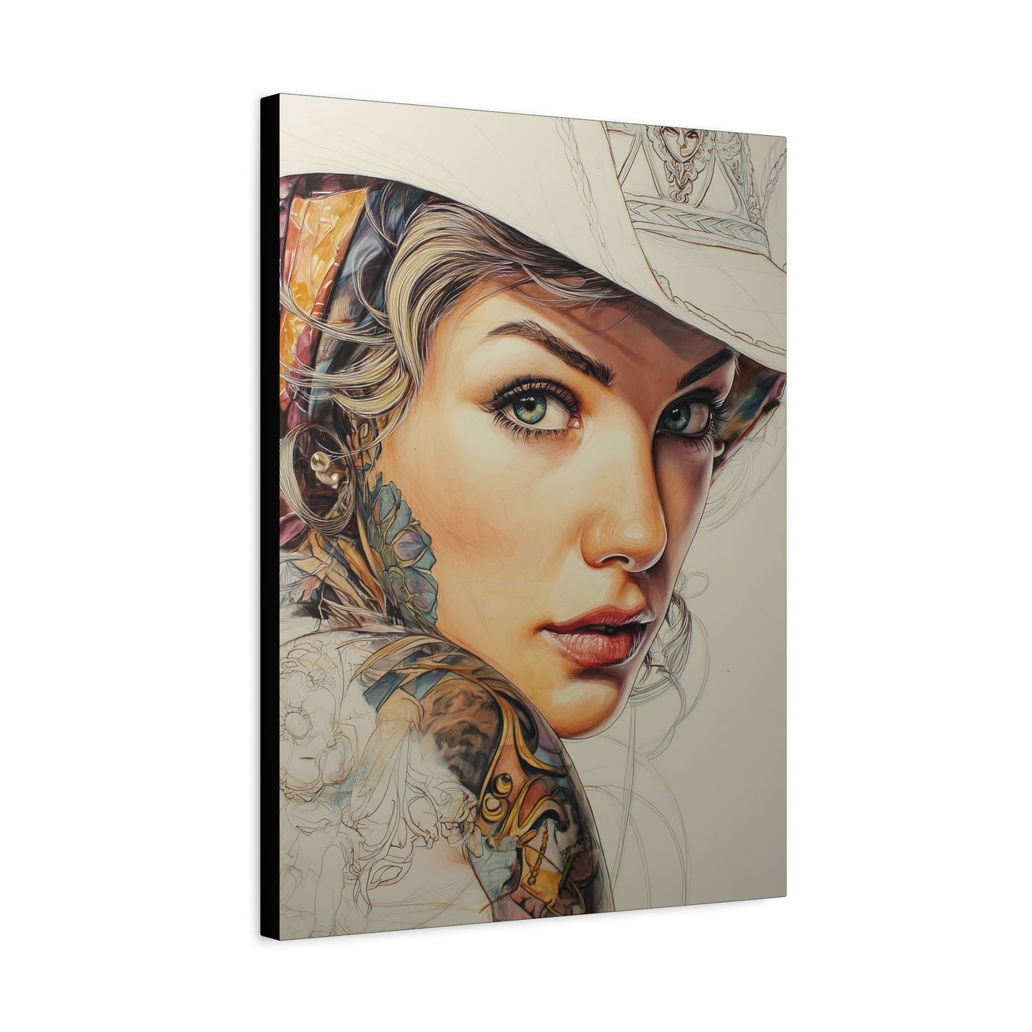 Gallery Wrapped Canvas, Wranglers and Wreckage Art Canvas, Erotic Pinup Art Canvas – Shiloh