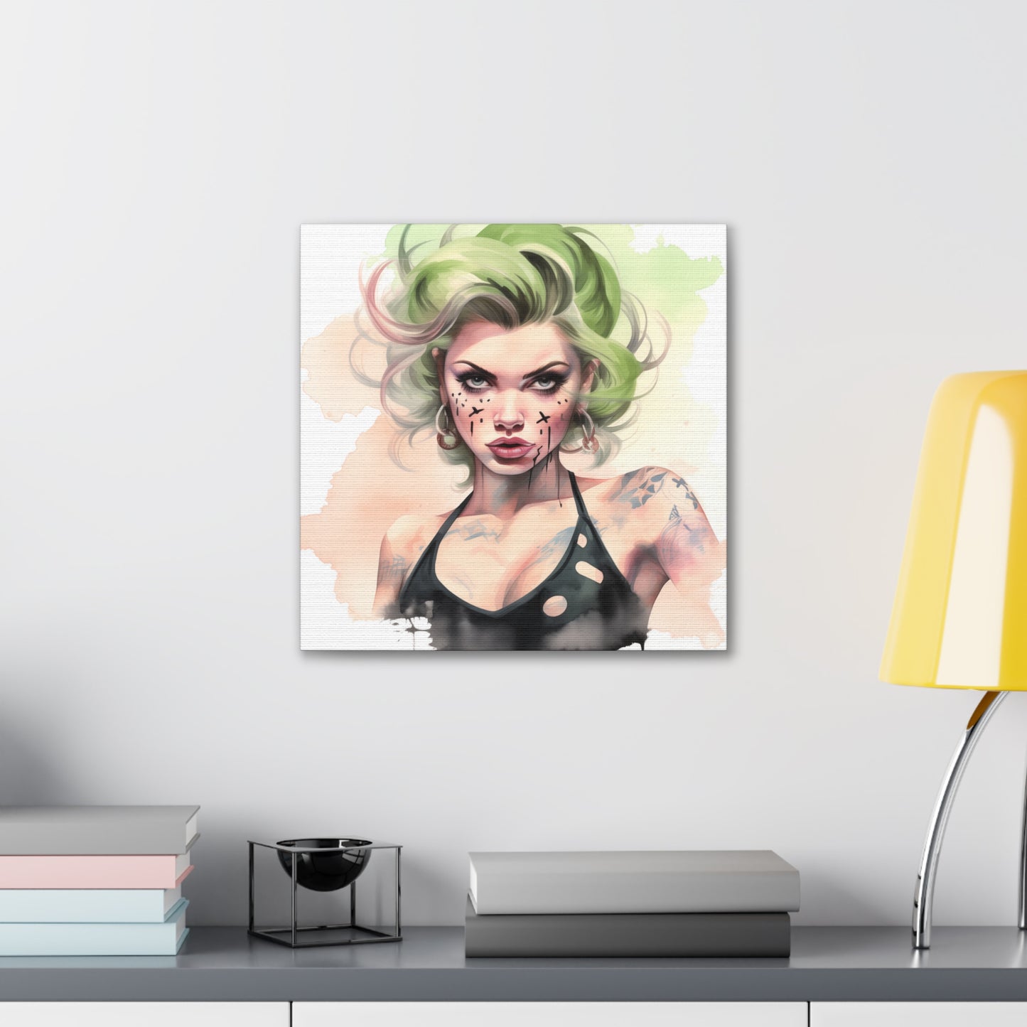 Gallery Wrapped Canvas, Edgy Tattooed Beauty, Urban Pop Art Canvas – Ivy