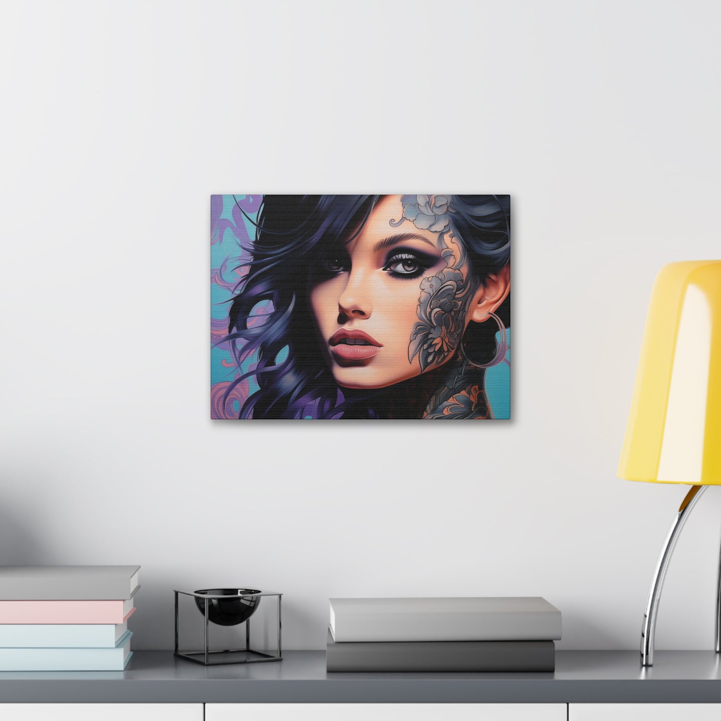 Gallery Wrapped Canvas, Edgy Tattooed Beauty, Urban Pop Art Canvas – Dominique